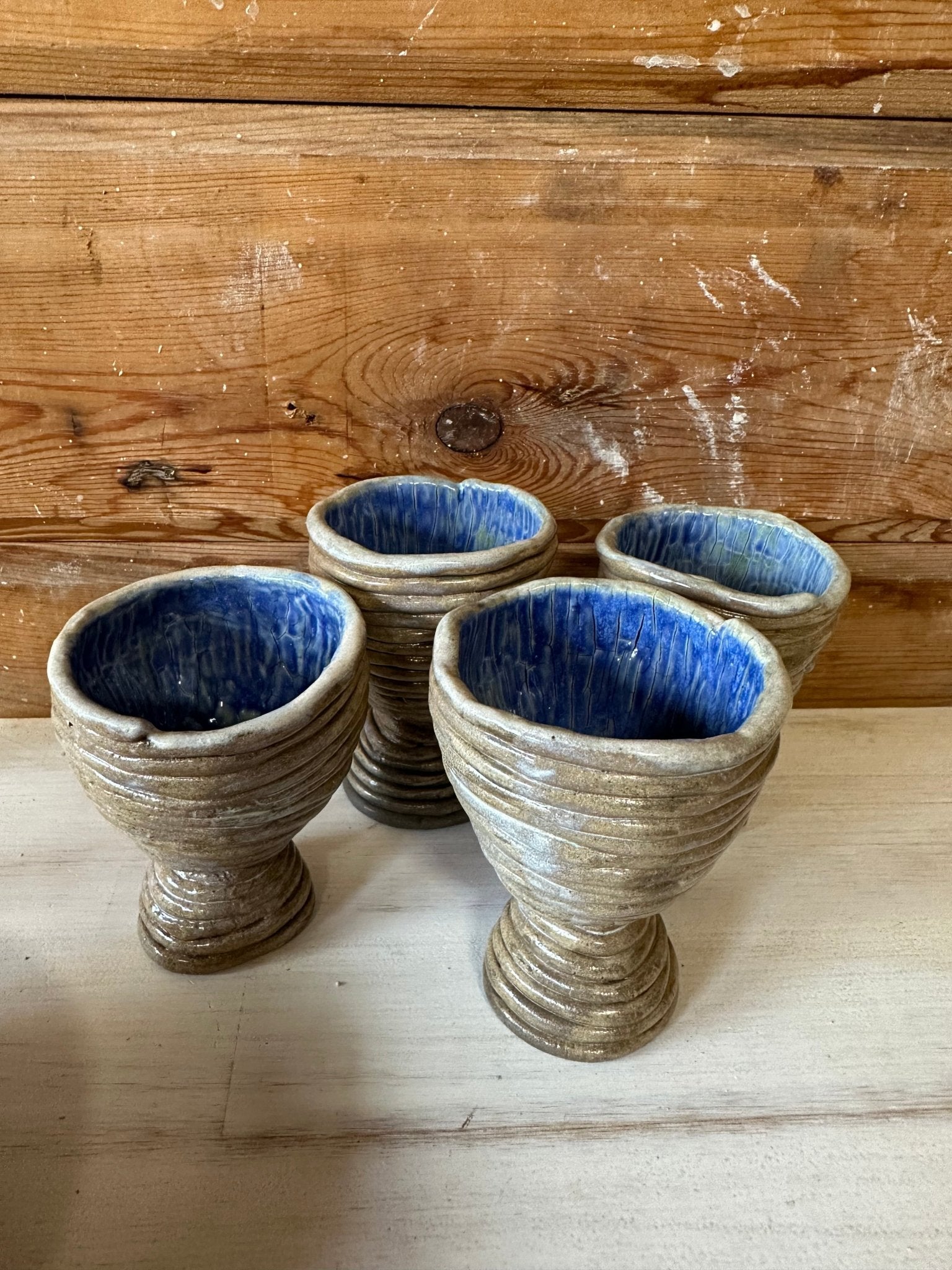 4 Blue chalices - Caimo Ceramics